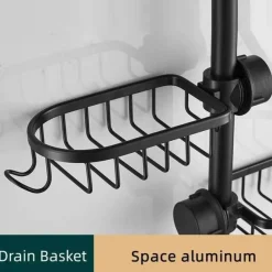 Space Aluminium Spülbecken-Abflussregal – Stilvoller Wasserhahn-Organizer für Küche und Bad