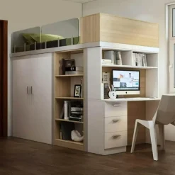 Space-Saving Bunk Bed with Modern Study Desk