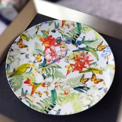 Spanisches Blumen-Porzellan-Geschirrset - Teller, Schüsseln, Tassen, Dessertteller