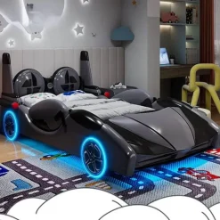 Speed ​​Race Car Bett - Kinderbett mit LED-Licht