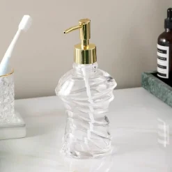 Spiral Glass Soap Dispenser - Decorative Bathroom Accessory