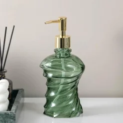 Spiral Glass Soap Dispenser - Decorative Bathroom Accessory