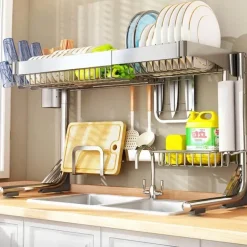 Spülbecken-Organizer aus Edelstahl – Geschirrständer für die Arbeitsplatte