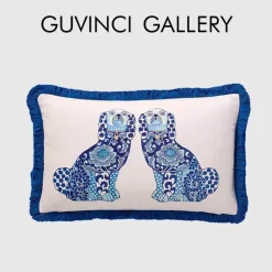 Staffordshire Hund Kissenbezug - Chinoiserie Dekokissen