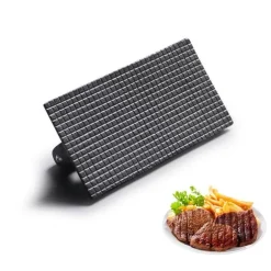 Steakpresse aus Gusseisen – rechteckige Fleischpresse mit Holzgriff