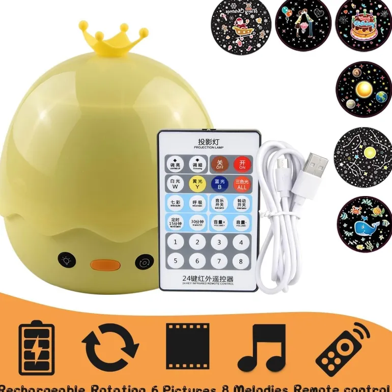 Sternenprojektor-Nachtlampe – rotierendes Hirsch-Musiklicht für Kinder