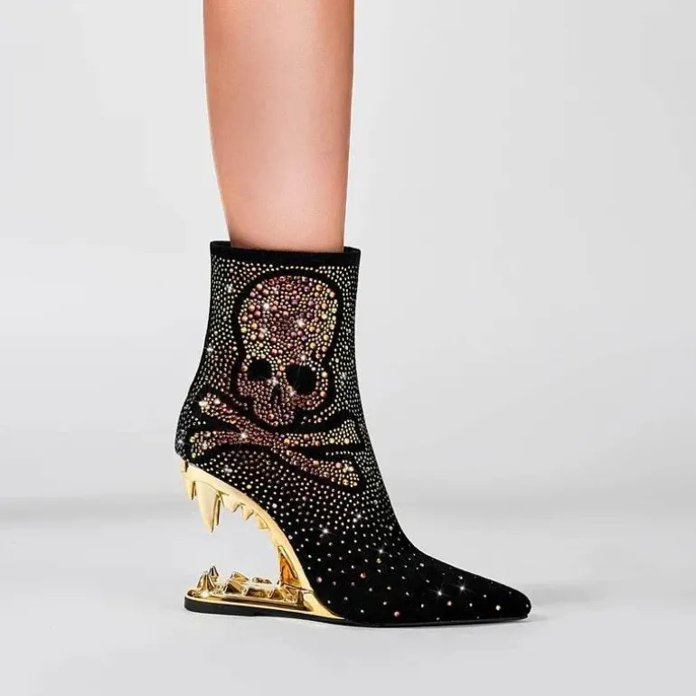 Strass-Totenkopf High Heels - Tiger Gleam Fashion Footwear