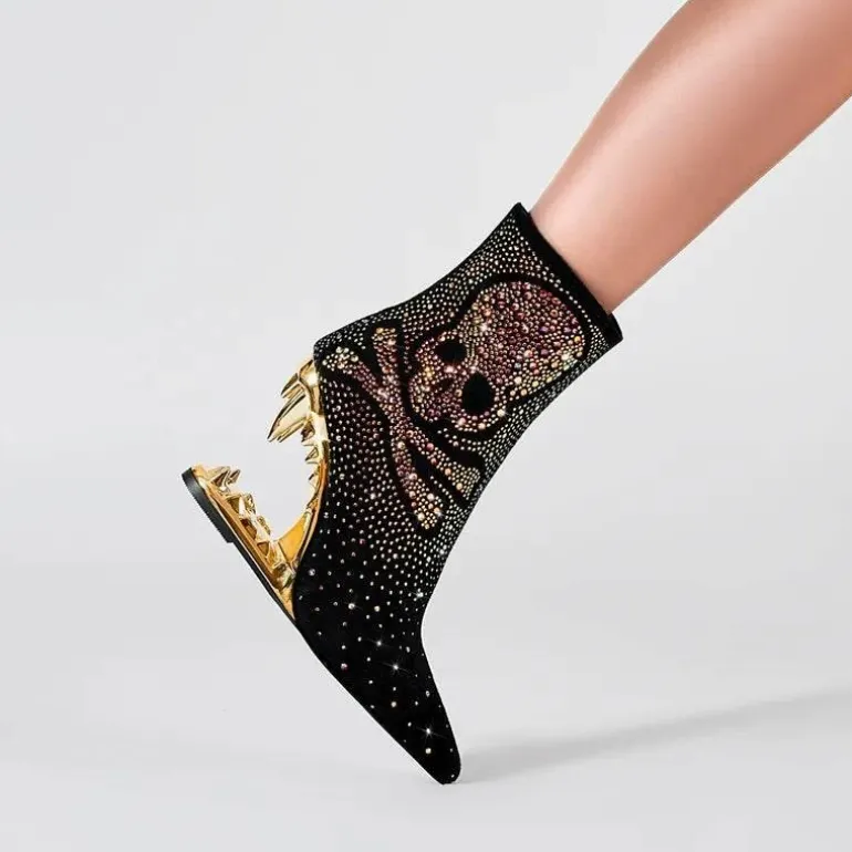 Strass-Totenkopf High Heels - Tiger Gleam Fashion Footwear
