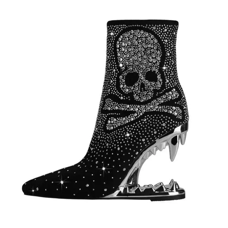 Strass-Totenkopf High Heels - Tiger Gleam Fashion Footwear