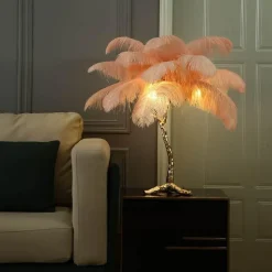 Straußenfeder-Stehlampe - Nordische Luxusbeleuchtung