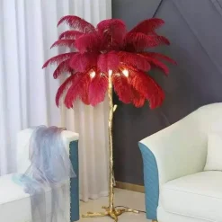 Straußenfeder-Stehlampe - Nordische Luxusbeleuchtung