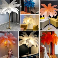 Straußenfeder-Stehlampe - Nordische Luxusbeleuchtung