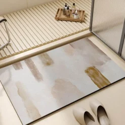 Striped Diatom Bath Mat - Absorbent Non-Slip Bathroom Rug