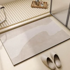 Striped Diatom Bath Mat - Absorbent Non-Slip Bathroom Rug