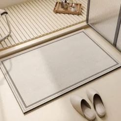 Striped Diatom Bath Mat - Absorbent Non-Slip Bathroom Rug