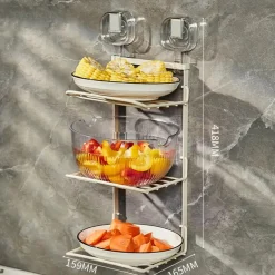 3-stufiges, wandmontiertes Organizer-Regal für die Lebensmittelzubereitung