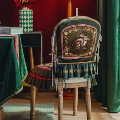 Stuhllehnenbezug im Retro-Stil mit Kaninchenmotiv – Stilvolles Esszimmerdekor