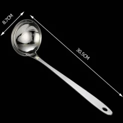 Suppenkelle aus Edelstahl mit langem Griff, Sieb – langlebiges Küchenutensil