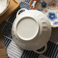 Suppenschüssel aus Keramik mit Henkel – Mikrowellengeeignetes Backgeschirr für Pasta und Salat