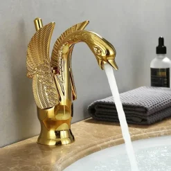 Swan Einhebel-Badezimmerarmatur – Goldfarbener Waschbeckenhahn