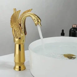 Swan Einhebel-Badezimmerarmatur – Goldfarbener Waschbeckenhahn