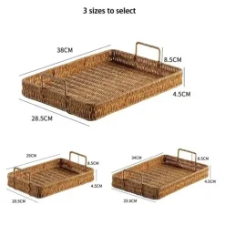 Tablett mit geflochtenem Rattangriff zum Servieren und Aufbewahren