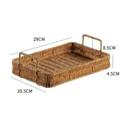 Tablett mit geflochtenem Rattangriff zum Servieren und Aufbewahren