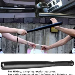 Taktischer Taschenlampen-Selbstverteidigungsstock - Teleskopschlagstock aus Aluminiumlegierung