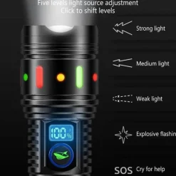 Taschenlampe für den Außenbereich mit großer Reichweite – hohe Helligkeit, wasserdicht, langlebig