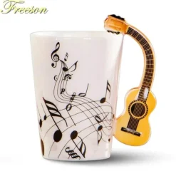 Tasse mit Akustikgitarre – 400 ml Keramik-Kaffeetasse für Musikliebhaber