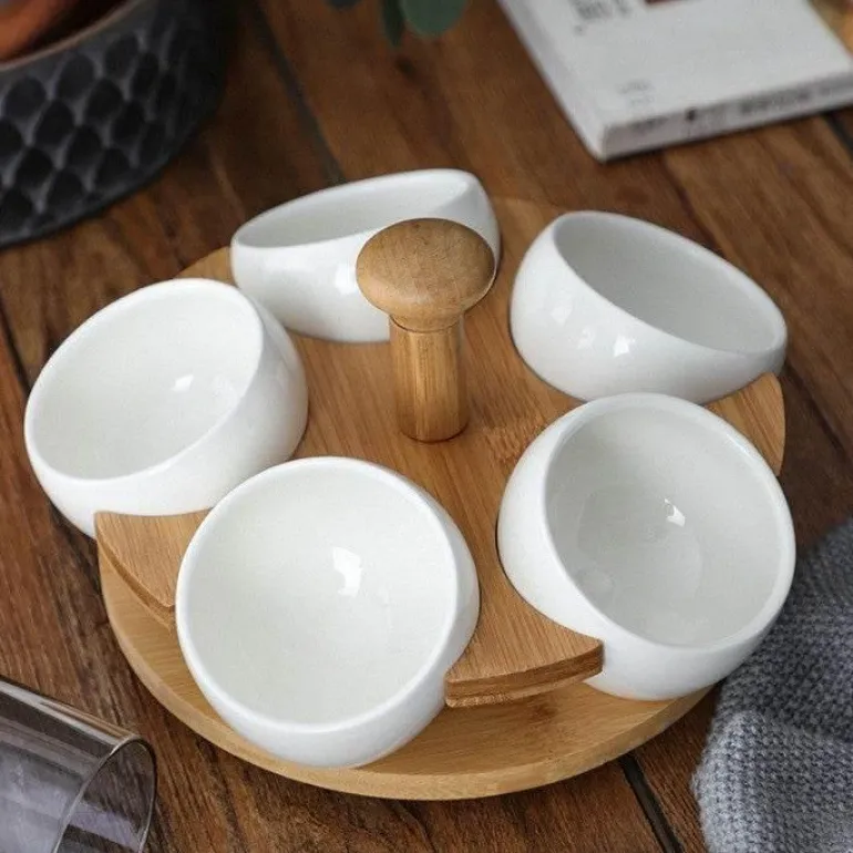 Tea Time Snacktablett aus Bambusporzellan