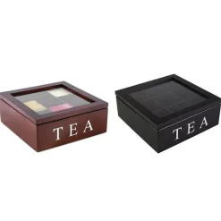 Teeaufbewahrungsdose aus Holz - Große Organizerbox mit Gitter