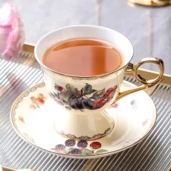 Teegeschirr-Set aus Bone China – Schwarzer Tee, Tasse und Untertasse, Kaffee im französischen Stil