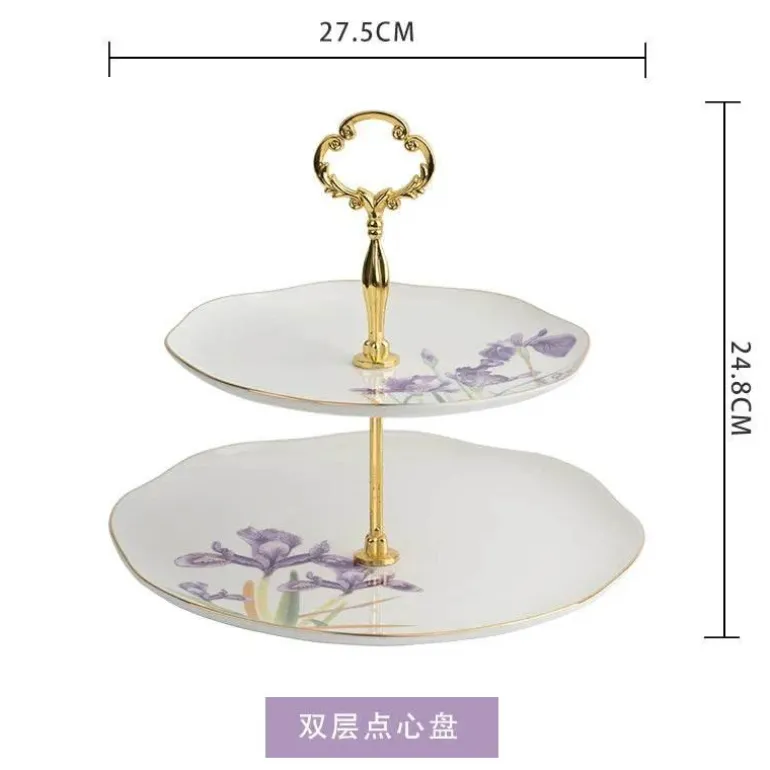 Teegeschirr-Set mit Blumenmuster – Teekanne, Tassen, Untertassen, Zucker, Milchbehälter, Vase, Teller