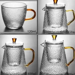 Teekanne aus Borosilikatglas mit Teesieb – ideal für Pu-Erh-Tee und kochendes Wasser