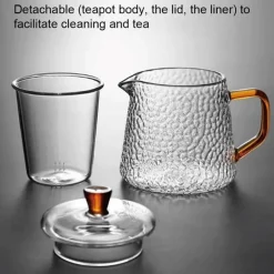 Teekanne aus Borosilikatglas mit Teesieb – ideal für Pu-Erh-Tee und kochendes Wasser