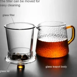 Teekanne aus Borosilikatglas mit Teesieb – ideal für Pu-Erh-Tee und kochendes Wasser