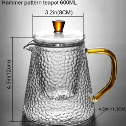 Teekanne aus Borosilikatglas mit Teesieb – ideal für Pu-Erh-Tee und kochendes Wasser