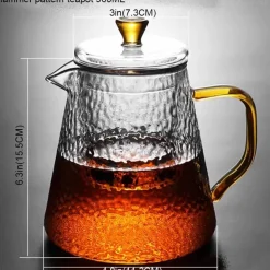 Teekanne aus Borosilikatglas mit Teesieb – ideal für Pu-Erh-Tee und kochendes Wasser