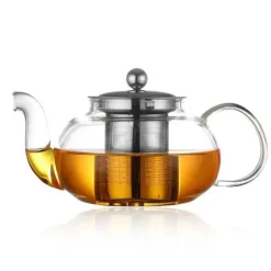 Teekanne aus Glas, Blumen-Teeset mit Sieb – elegantes Teezubehör