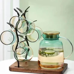 Teekannen-Set aus Glas – 18 l Teekanne mit Tassen und Sieb für Eistee