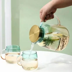 Teekannen-Set aus Glas – 18 l Teekanne mit Tassen und Sieb für Eistee