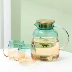 Teekannen-Set aus Glas – 18 l Teekanne mit Tassen und Sieb für Eistee