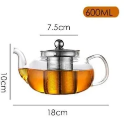 Teekannen-Set aus Glas mit Edelstahlsieb – hitzebeständige Tee- und Kaffeekanne