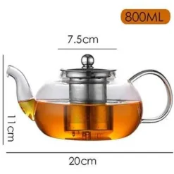 Teekannen-Set aus Glas mit Edelstahlsieb – hitzebeständige Tee- und Kaffeekanne