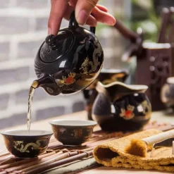 Teekannen-Set mit rotem chinesischen Drachen – Kung-Fu-Teekessel