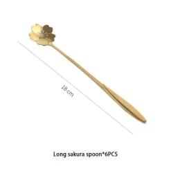 Teelöffel-Set aus Edelstahl mit goldener Blume – elegante Kaffee- und Dessertlöffel