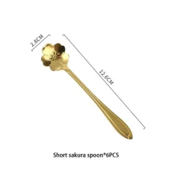 Teelöffel-Set aus Edelstahl mit goldener Blume – elegante Kaffee- und Dessertlöffel