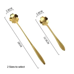 Teelöffel-Set aus Edelstahl mit goldener Blume – elegante Kaffee- und Dessertlöffel