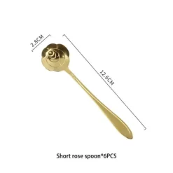 Teelöffel-Set aus Edelstahl mit goldener Blume – elegante Kaffee- und Dessertlöffel